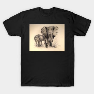 Always Here for You - Elephant ink wash painting on watercolor paper T-Shirt